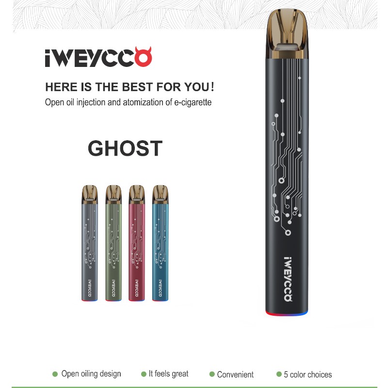 IWEYCCO Ghost Vape 650MAH 12W POD KIT Elektronisk cigaret 2ml patronfodsport til dig