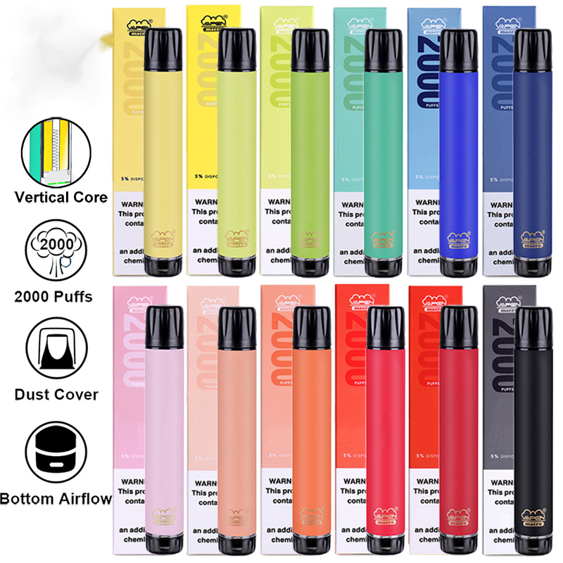 Autentisk VAPEN MACRO 2000 PUFFS Disposable Vape Pen med lodret spole plus XXL XTRA Ekstra Flex Vaporizer Prefilled BARS E CIGS Vaporizers