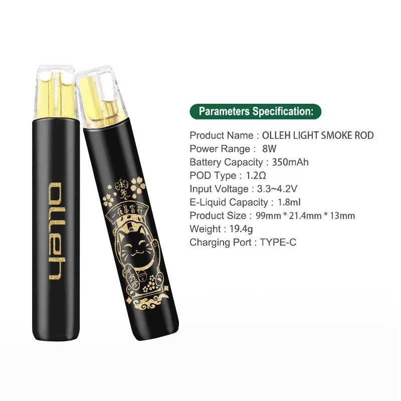 Autentiske Disposable Vapes Kit Cigaret 1.8ml Pod 350mAh batteri