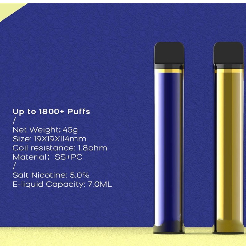 XXL Disposable POD-enhed Cigaretter 1800 Puffs Forfyldte Vape Pen 7ml Patroner 950mAh E-cigaretter